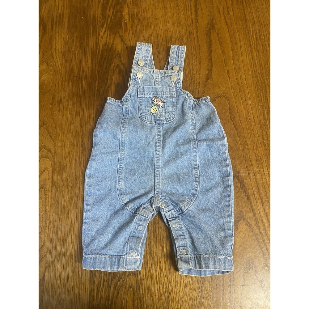 Vintage Carters Classics “Hey Diddle Diddle” Denim Overalls 0/3 Months Cow Moon